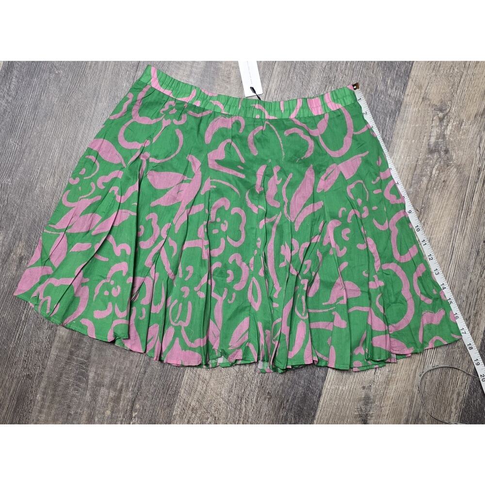 Velvet Graham & Spencer Green Pink Floral Mini Skirt Size S Cotton Boho Spring - Picture 2 of 6